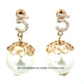 Alta calidad Real 925 pendientes de la manera de la plata esterlina con el pendiente blanco de la perla para la venta al por mayor E6362 de la joyería de las mujeres